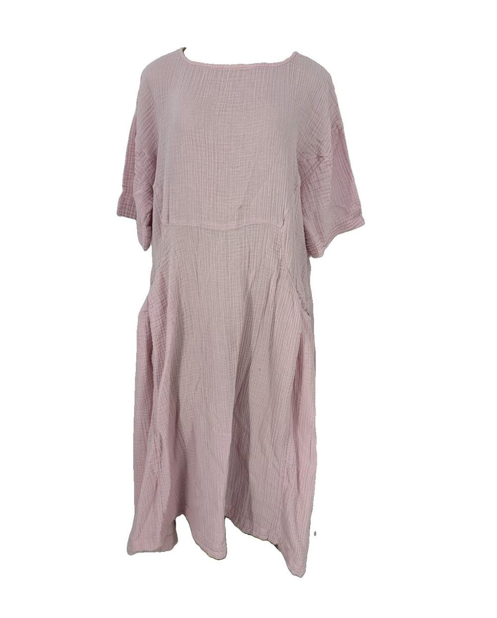 Free People Medium Women Cotton Gauze Live Light MIDI DRESS Pullover R2v